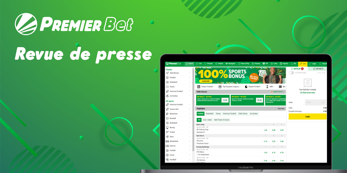 Informations générales sur le bookmaker Premier Bet