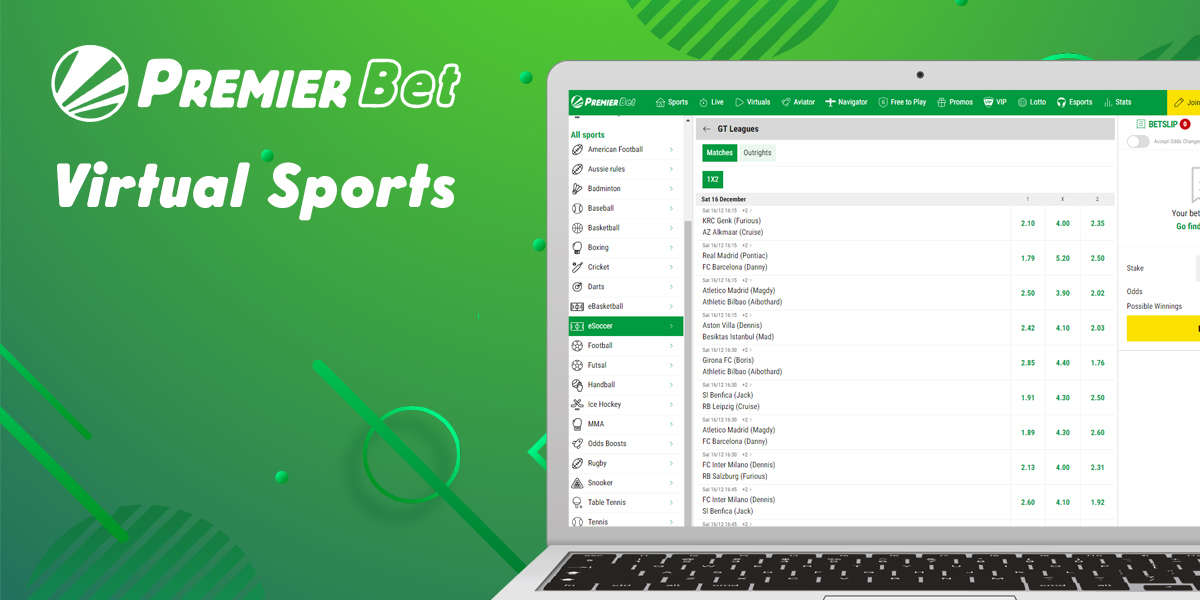 Sports virtuels disponibles pour les paris en direct sur la plateforme Premier Bet Mali